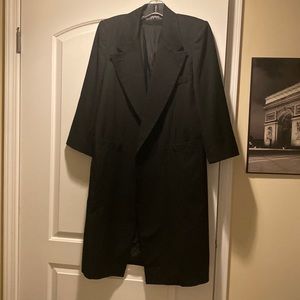 Linda Allard Ellen Tracy 100% Light Wool Double Breasted Black Long Coat Sz 4